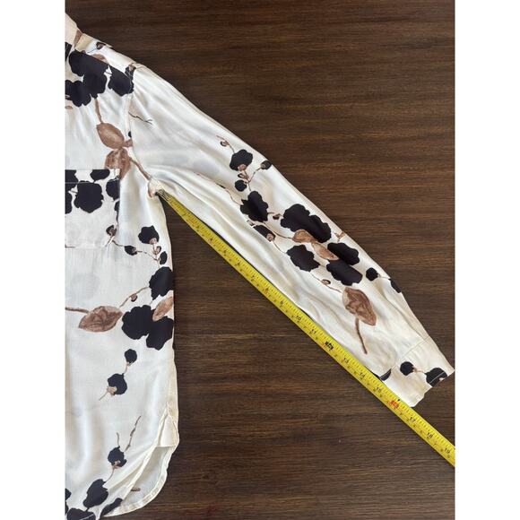 Ganni Blouse Shirt Ryder Crepe Floral Print Relaxed Fall Colors S - Picture 13 of 15